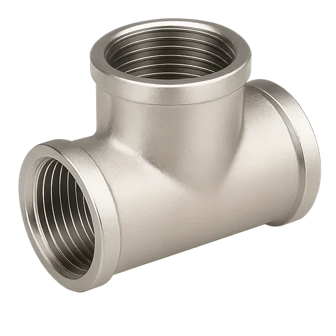 Тройник никелированный латунный Ду 15 1/2" ВР/ВР/ВР